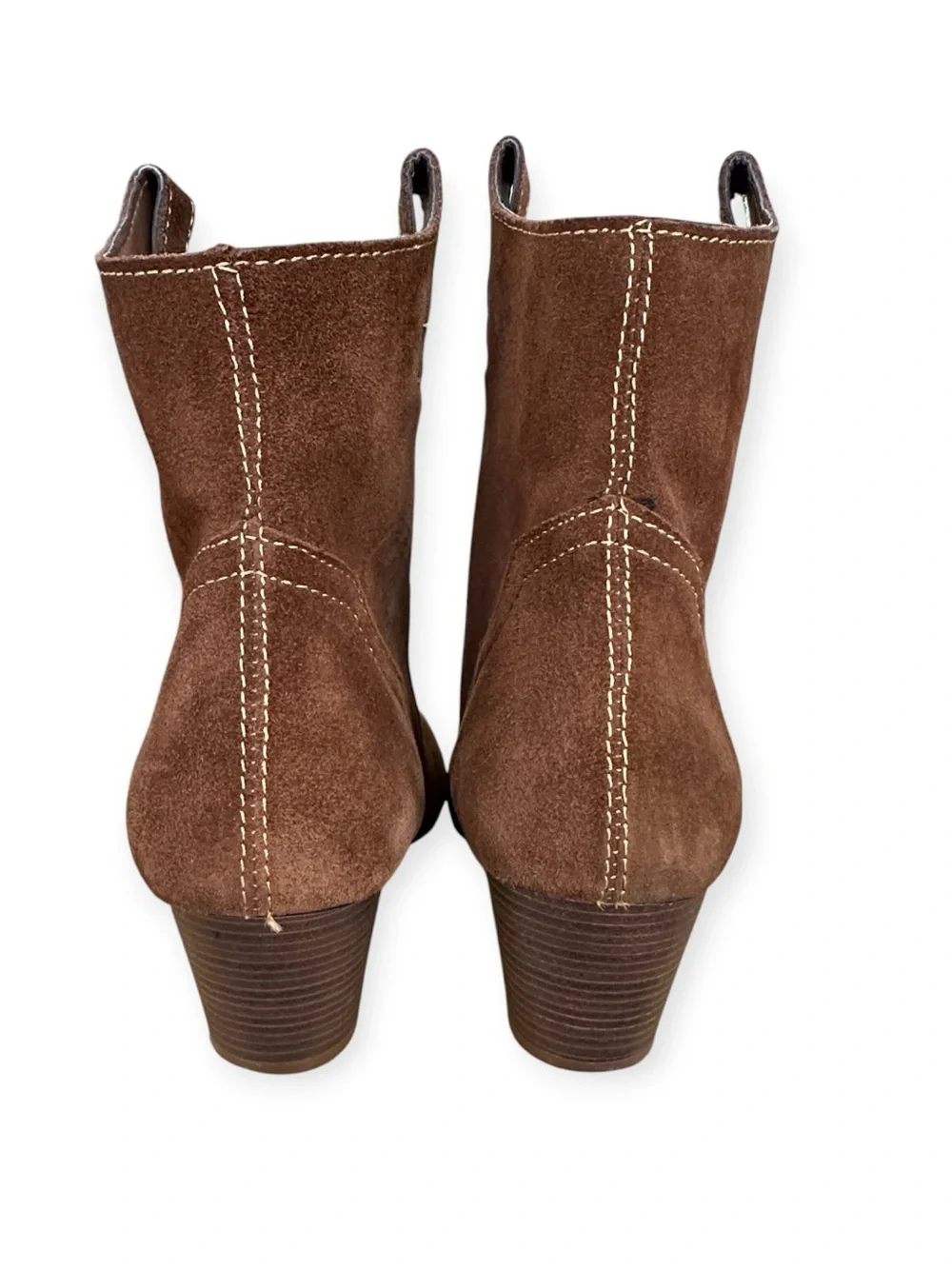 ZARA Trafaluc Brown Suede Western Cowboy Ankle Boots US Size 8 Made in Spain